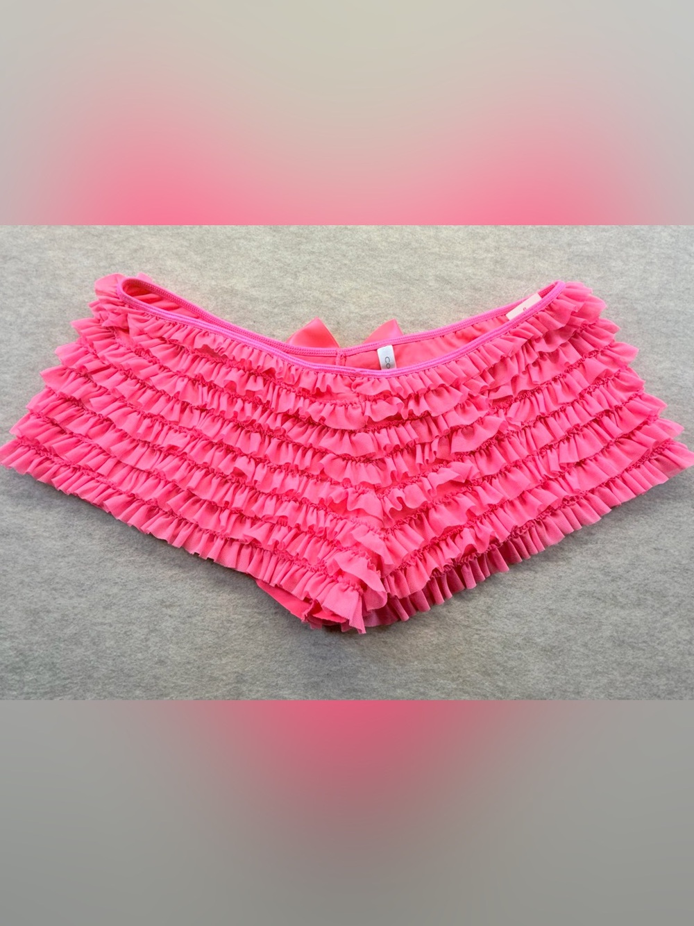 Coquette Neon Pink Ruffle Booty Shorts OS XL NWT Lingerie Bow